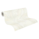 Tapeta z włókniny Isabelle Golden Canopy White Cream Grey - liście palmy dżungla metaliczny korytarz