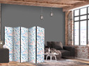 Paravent, Raumteiler freistehend, Trennwand - Fish in Aztec Style in Pastel Color Shades