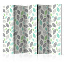 Paravent Séparation de pièce - Feuilles à motifs, 3 pièces