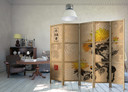 Japansk foldevæg til rumopdeling - Japansk stil: Visdomsblomster, 3-delt