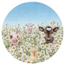Vinilo decorativo Animales de granja en el prado florido - Kikki Belle - Redondo