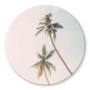 Tableau sur verre rond Sisi & Seb - Palmiers au vent
