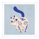 Poster Porzellan Katze Delfter Blau - Cantwell - Quadratisch - 30x30 cm