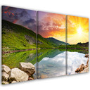 3 stykke lærredstryk, Sunset Landscape Lake