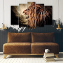5 stykke lærredsprint, Lion Africa Animal Nature