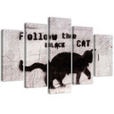 5 stykke lærredstryk Black Cat Texture Concrete