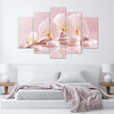 5 stykke lærredsprint Pink Flower Orchid