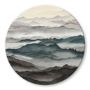 Tableau en Verre Roerich Light - Paysage Montagneux Brumeux - Sir Edward x Grigory Gladarev - Rond