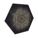 Sekskantet billede Elegant mandala i sort og guld - Bloomery Decor - Aluminium dibond