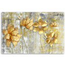 Canvasbillede, gyldne blomster og sommerfugle