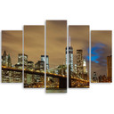 5 stykke lærredstryk New York Skyline USA Manhattan Brown