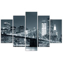 5 stykke lærredstryk New York Bridge sort og hvid