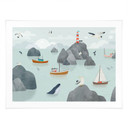 Poster Marint Kustmotiv med Fyr - Oliver Robins