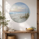 Wanddecoratie Rustig strand in pastelkleuren - Cheney - Alu-Dibond Rond