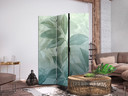 Paravent, Raumteiler freistehend, Trennwand - Large Leaves in Green-Mint Shades - Botanical Motif