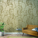 Abstrakt bladmønster tapet Beige, Blomster 2,70 x 1,59 m
