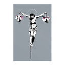 Obraz z tkaniny Banksy'ego - Jezus Chrystus z torbami na zakupy