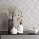 Grafisk tapet, non-woven tapet Flora hvid, grå