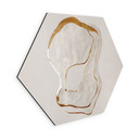 Sekskantet, abstrakt billedkunst i guld og beige - Aluminium dibond - Alma