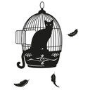 Wallsticker Fuglebur med en kat