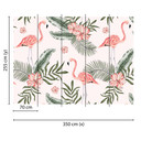 hvidt og lyserødt non-woven tapet Designwalls Tropical Vibes flamingo fugle