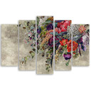 Lærred print 5 styk, buket blomster
