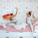Børnetapet, non-woven tapet med illustration Kids Walls hvid, farverig