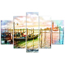 5 stykke lærred Print Venedig Gondoler Italien