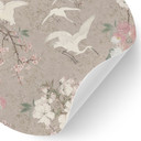 Naklejka na ścianę Żurawie w kwiecie wiśni beżowa - Bloomery Decor - okrągła