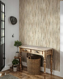 Non-woven tapet i trælook med korn beige trælook