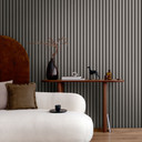 3D non-woven tapet grå sort mat - moderne tapet i skandinavisk træpanellook