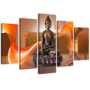 5 stykke lærredstryk, Buddha abstrakt