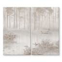 Afdekplaat voor fornuis Forest by the lake in mist in beige - Ms Tiff