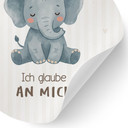 Rundes Wandtattoo mit Elefant - Kraftsatz 'Ich glaube an mich' fürs Kinderzimmer