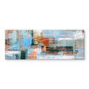 Spritzschutz Abstraktes Farbspiel blau orange - Cheney - Panorama