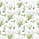 Tapet med mønster - illustrerede blomster - grøn