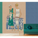 Fotomural Paredes de Patel 3 Parisienne 3 azul, verde, beige, blanco, amarillo