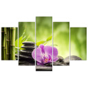 5 stykke lærredsprint, Orchid Zen Stones