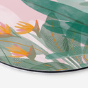 Billede Botanisk illustration i grøn og pink - Goed Blauw - rund – print på aluminium (Alu-Dibond)