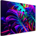 Canvasbillede, Monstera-blade i neonfarver