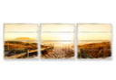 Tableau sur bois - Coucher du soleil sur la mer (tryptique)