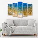 5 stykke lærredsprint, Beach Lake Grass Nature