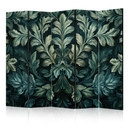 Paravent, Raumteiler freistehend, Trennwand - Dark Green Victorian Leaves - Botanical Carved Composi