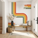 Wallsticker retro striber med prikker | regnbuefarver