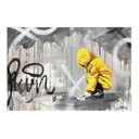 Affiche textile Enfant avec Bateau en Papier Street Art - Habib