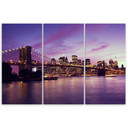 3 stykke lærredstryk, New York Brooklyn Bridge lilla