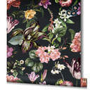 Tapet, non-woven blomstertapet Flora sort, pink