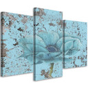 3-delt lærredstryk Vintage Flower Blue