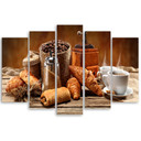 Lærredsprint 5 dele, kaffe og friske croissanter