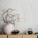 Non-woven tapet med sildebensmønster og trælook grå, hvid trælook